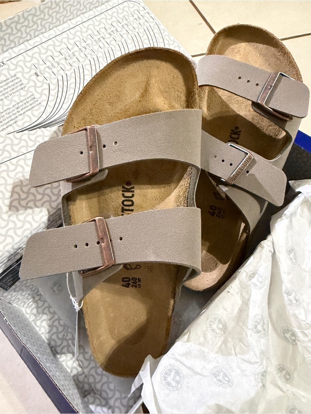 Birkenstock Two-Strap Arizona Sandal in Stone
